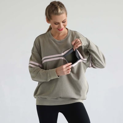 Milk & Baby Celine Slouchy Nursing Pullover | Olive Grove