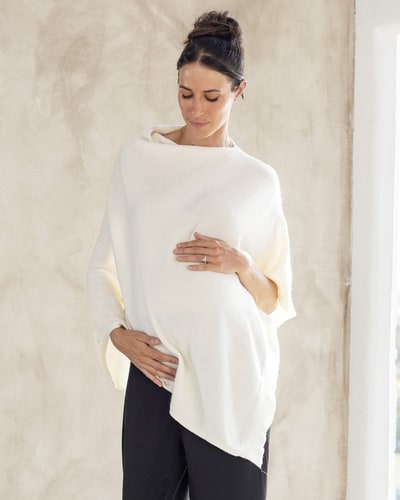Angel Maternity Maternity Nursing Poncho In Winter White