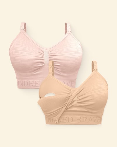 Kindred Bravely Sublime® Hands-Free Pumping Bra Two-Pack | Beige & Pink Heather