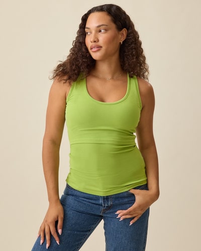 Kindred Bravely Ribbed Bamboo Scoop Neck Nursing Tank | Avocado
