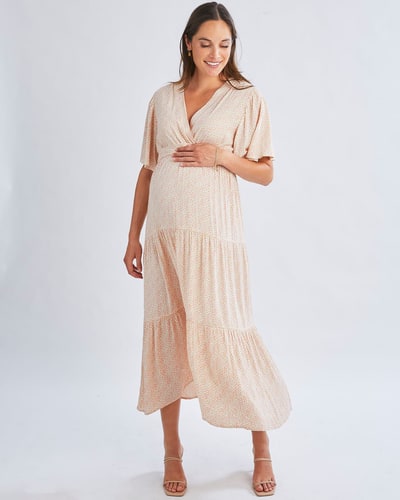 Angel Maternity Cara Maternity Maxi Dress in Creamy Floral Glow