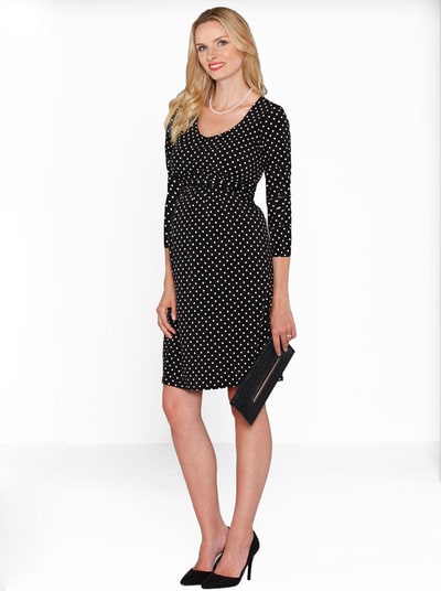 Angel Maternity Black Maternity Busy Mommy Nursing Dress in White Dots