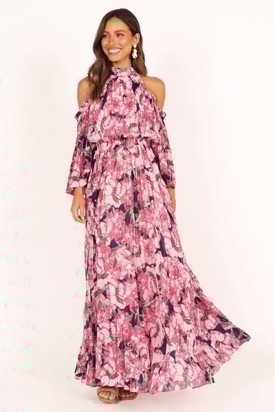 Petal & Pup Hilary Pleated Maxi Dress - Pink Floral