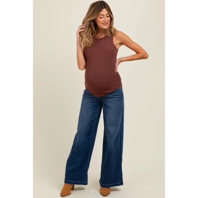 Target Pinkblush Navy Blue Super Wide Leg Maternity Jeans 27