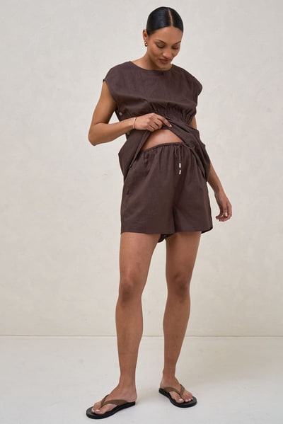 Bae the Label Timeless Linen Short - Chocolate