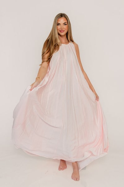 Worth Collective Becca Maxi Dress in Pale Pink - Bump Friendly