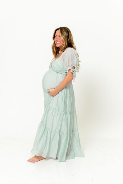 Worth Collective Grayson Maxi Dress in Light Mint - Bump Friendly