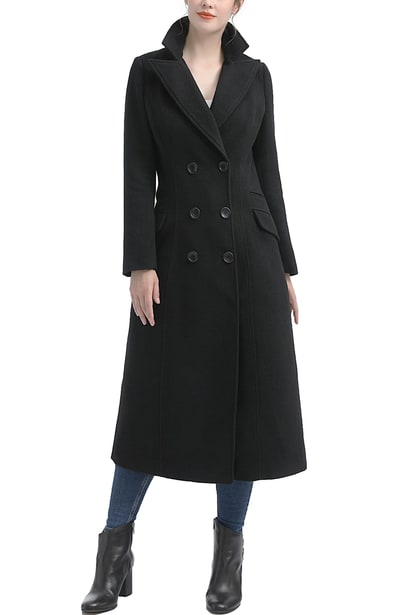 Kimi + Kai Kimi + Kai Women's "Ovie" Double Breasted Wool Blend Long Coat