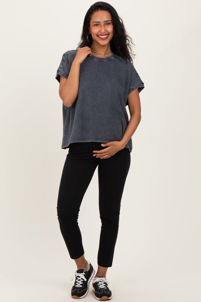 PinkBlush Charcoal Mineral Wash Boxy Fit Maternity T-Shirt