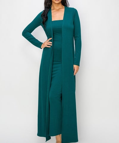 Bump City The Bodycon Dress & Duster Set- Hunter Green