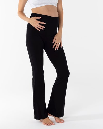 Angel Maternity New Deluxe Flare Black Legging in Bamboo