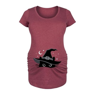 Kohl's Maternity Peeking Cat Witch Hat Halloween Graphic Tee
