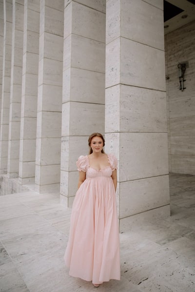 Worth Collective Olivia 100% Cotton Maxi Dress in Pale Pink - Bump Friendly