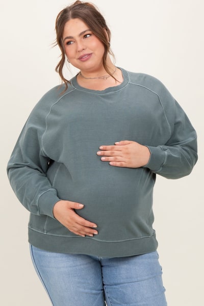 PinkBlush Jade French Terry Vintage Wash Maternity Plus Pullover