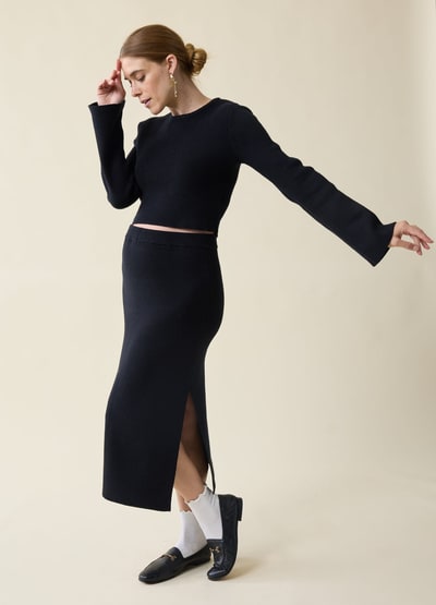 Ingrid+Isabel The Mix + Mingle  Black Maternity Sweater Midi Skirt
