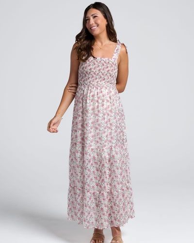 Angel Maternity Lilliana Maternity Baby Shower Dress In Roseate Floral