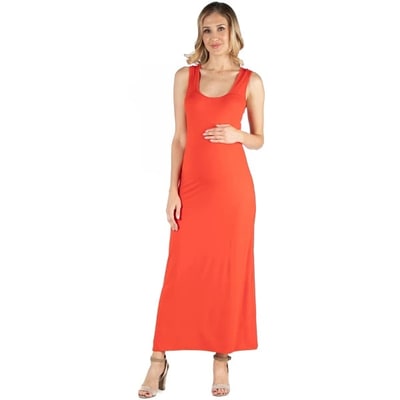 Target 24seven Comfort Apparel Maternity Scoop Neck Maxi Dress-Orange-1X