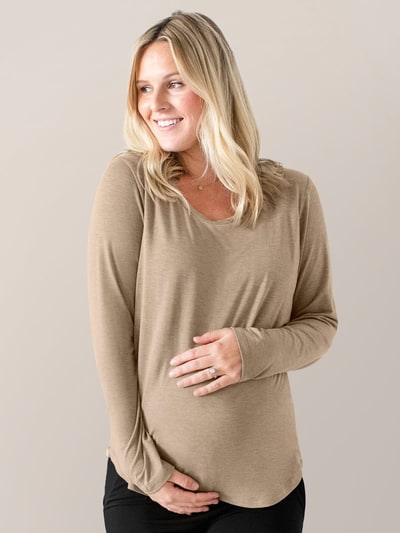 Milk & Baby Bamboo Maternity & Nursing Long Sleeve T-shirt | Wheat