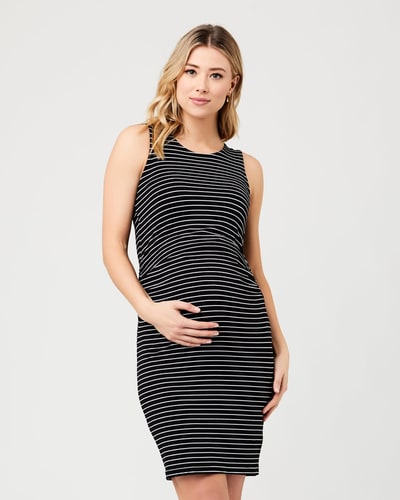 Ripe Maternity Mia Sleeveless Nursing Dress Black / Flint