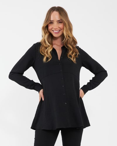 Ripe Maternity Tina Peplum Shirt Black