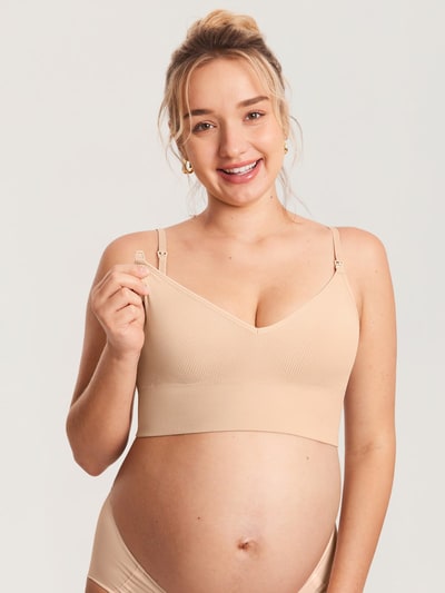 Momanda Ribbed V Neck Nursing Bralette