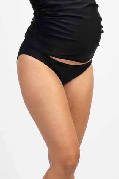 PinkBlush Black Solid Maternity Bikini Bottoms