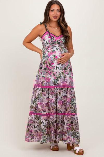 PinkBlush Pink Multi Floral Maternity Maxi Dress