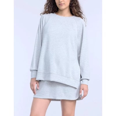 Target Women's Long Sleeve With Side Slits Scuba Raglan Top - Heather Grey  - Size: Small - Motherhood Maternity