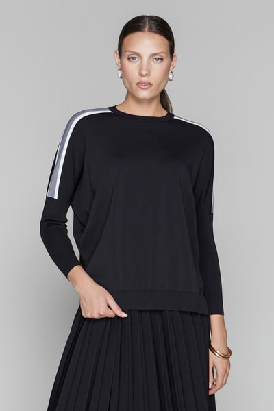 Apparalel Montia Top in Black Gray Stripe