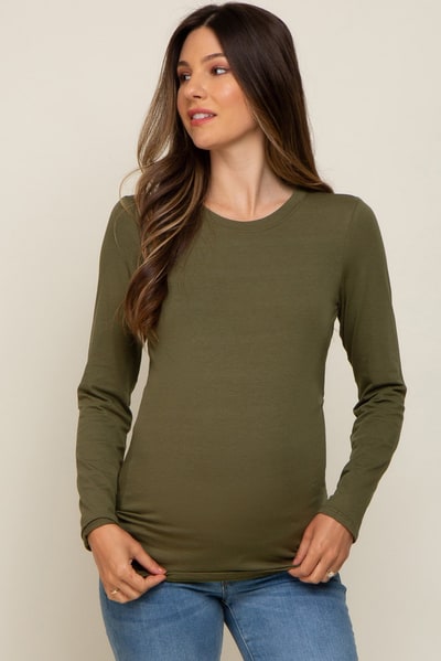 PinkBlush Olive Long Sleeve Maternity Top
