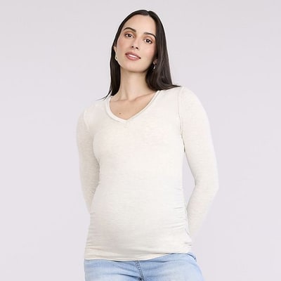 Kohl's Maternity Motherhood® V-Neck Side Ruched Long Sleeve Tee