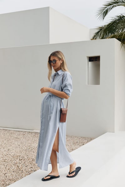 Legoe Heritage Weekend Maxi Shirtdress (Pacific Blue Stripe)
