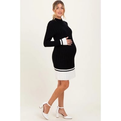 Target Pinkblush Black Ribbed Contrast Hem Maternity Sweater Dress Large