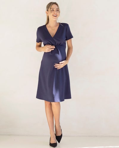 Angel Maternity Colette Soft Ponte Work Dress in Navy