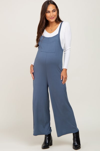 PinkBlush Navy Sleeveless Pocketed Wide Leg Maternity Jumpsuit