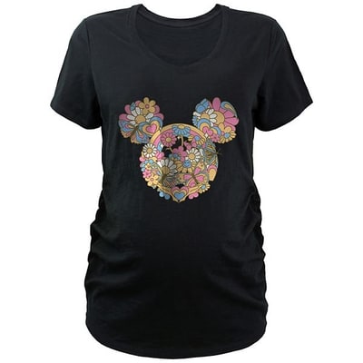 Kohl's Disney's Mickey Mouse Flowers And Butterflies Head Maternity V-Neck Graphic Tee