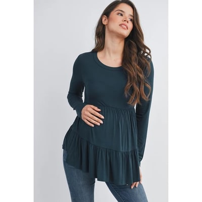 Target Hello Miz Women's Long Sleeve Empire Waist Maternity Top - Green - Medium