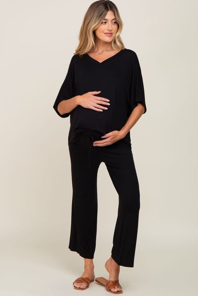 PinkBlush Black Cropped Pant Maternity Set