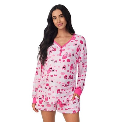Kohl's Maternity Beauty Sleep Social Long Sleeve Henley Pajama Top & Pajama Shorts Set