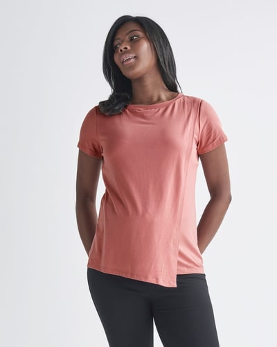 Angel Maternity Monique Maternity Nursing Petal Top - Coral Pink