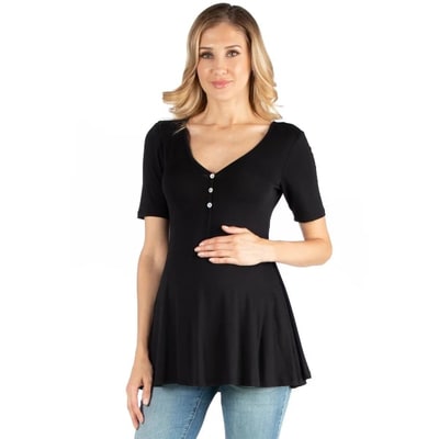 Target 24seven Comfort Apparel Maternity Elbow Sleeve Tunic Top-Black-XL