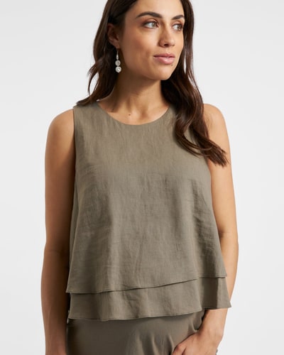 Ripe Maternity Peyton Linen Nursing Top Olive