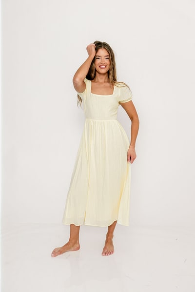 Worth Collective August Open Back Midi Dress in Ivory Cream - Bump Friendly