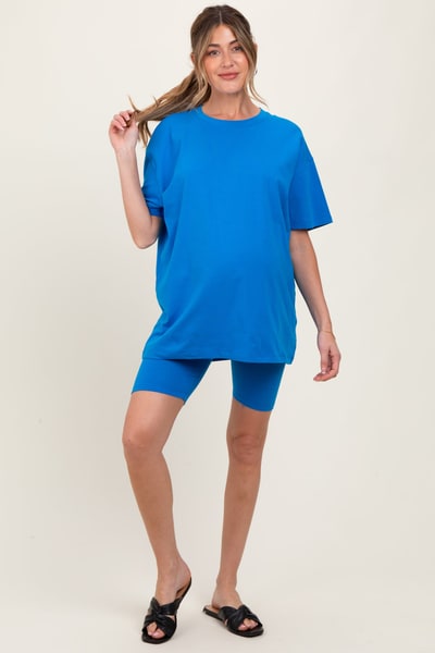 PinkBlush Aqua Biker Shorts Maternity Set