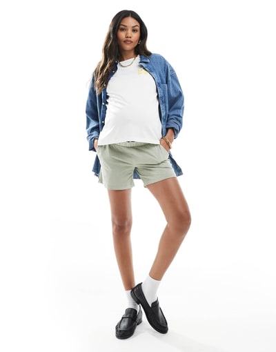 ASOS Mamalicious Maternity under the bump shorts in khaki