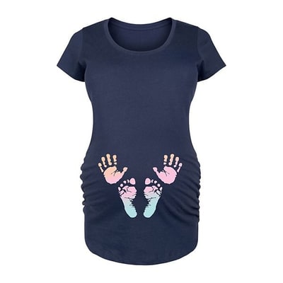 Kohl's Maternity Rainbow Handprints Footprints Graphic Tee