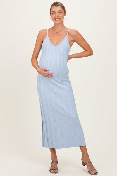 PinkBlush Sky Rib Knit Sleeveless Maternity Maxi Dress
