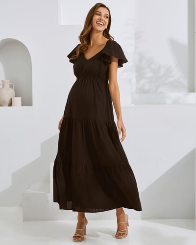 Angel Maternity Serena Maternity Cotton Dress in Black
