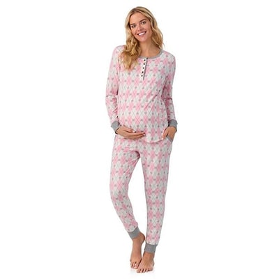 Kohl's Maternity Cuddl Duds® Cozy Long Sleeve Henley Pajama Top & Jogger Pajama Bottom Set