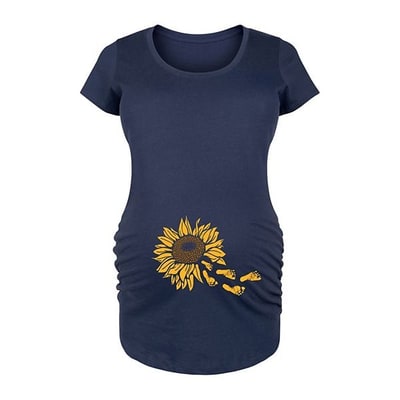 Kohl's Maternity Sunflower Trailing Footprints Graphic Tee